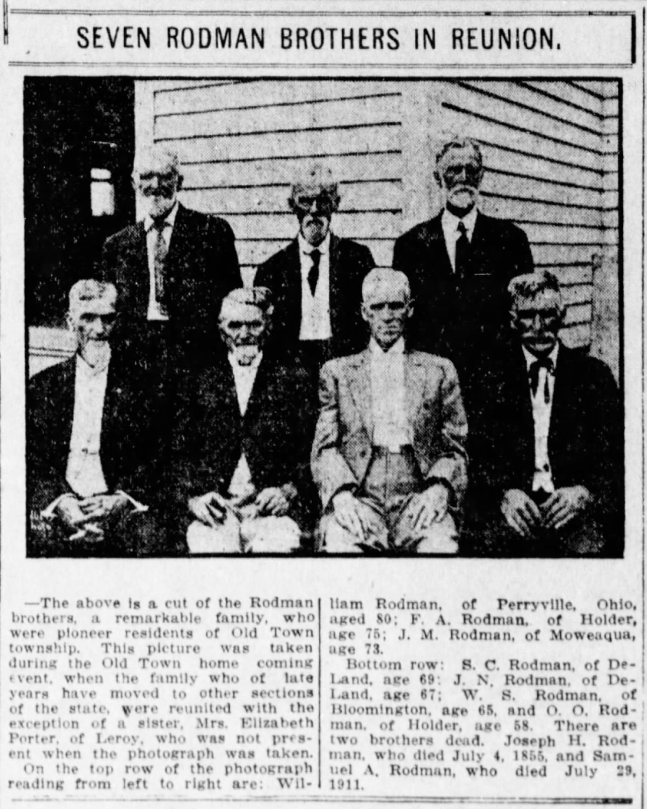 Seven Rodman brothers in reunion
